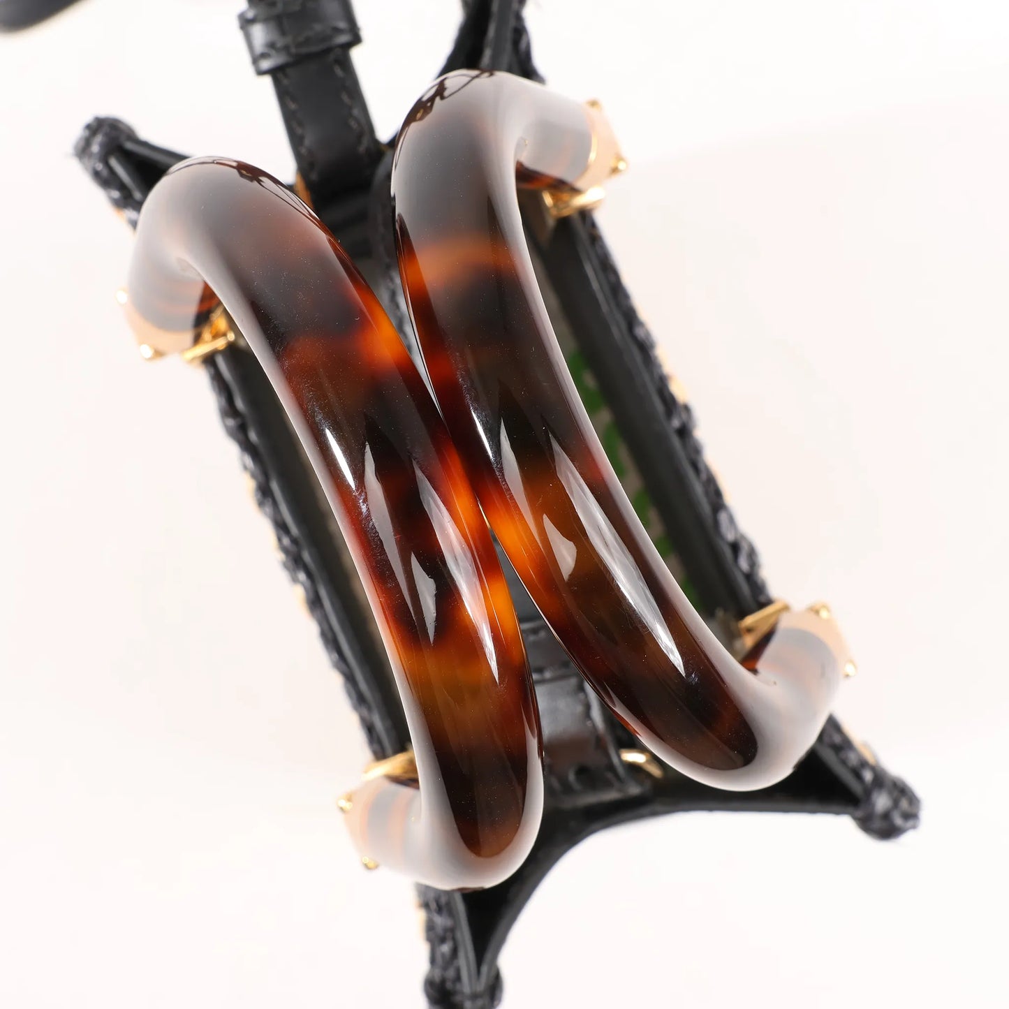 Fendi Mon Sunshine Shopper Zucchino Small Raffia x Leather 2Way Handbag in Black x Beige 8BS051