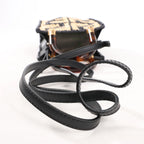 Fendi Mon Sunshine Shopper Zucchino Small Raffia x Leather 2Way Handbag in Black x Beige 8BS051