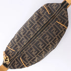 FENDI Zucca Canvas x Leather Handbag in Brown