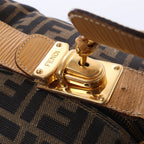 FENDI Zucca Canvas x Leather Handbag in Brown