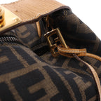 FENDI Zucca Canvas x Leather Handbag in Brown
