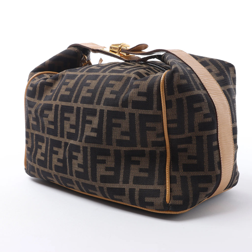 FENDI Zucca Canvas x Leather Handbag in Brown