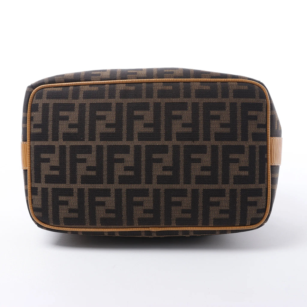 FENDI Zucca Canvas x Leather Handbag in Brown