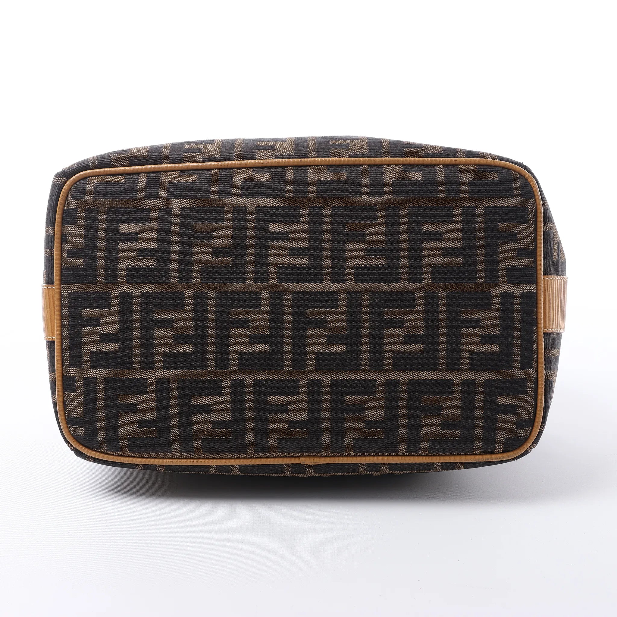 FENDI Zucca Canvas x Leather Handbag in Brown