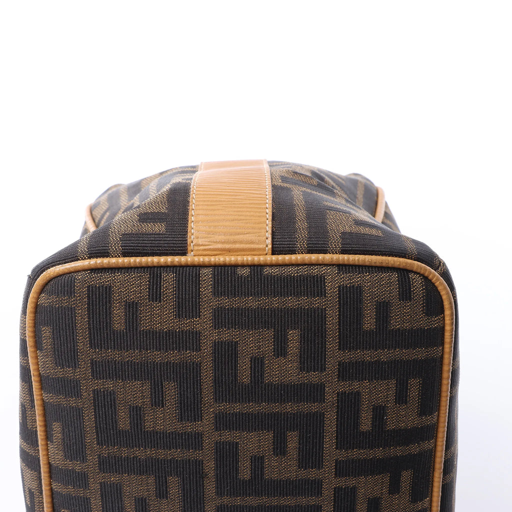 FENDI Zucca Canvas x Leather Handbag in Brown
