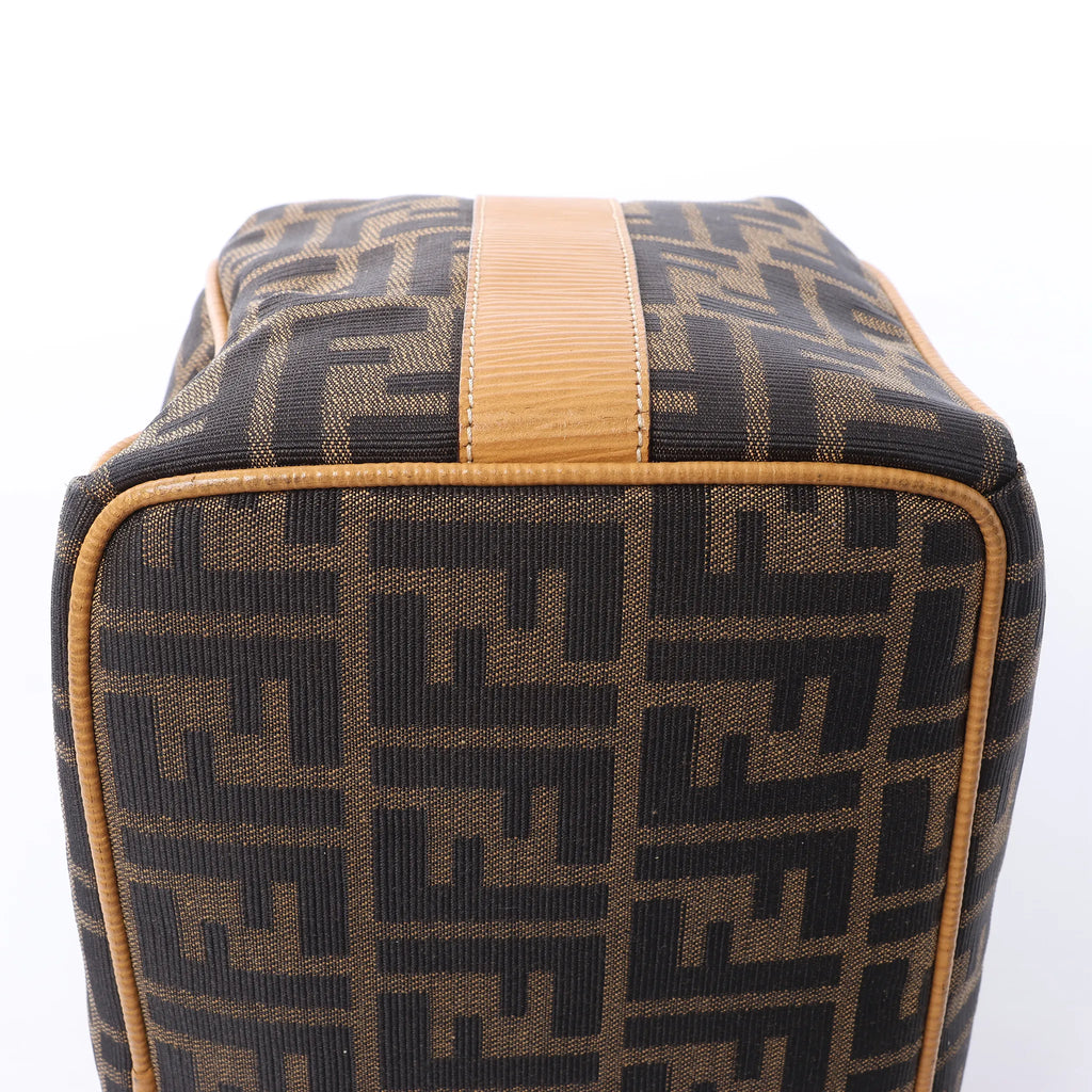 FENDI Zucca Canvas x Leather Handbag in Brown