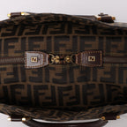 Fendi ZUCCa Canvas & Leather Shulder Bag in Brown