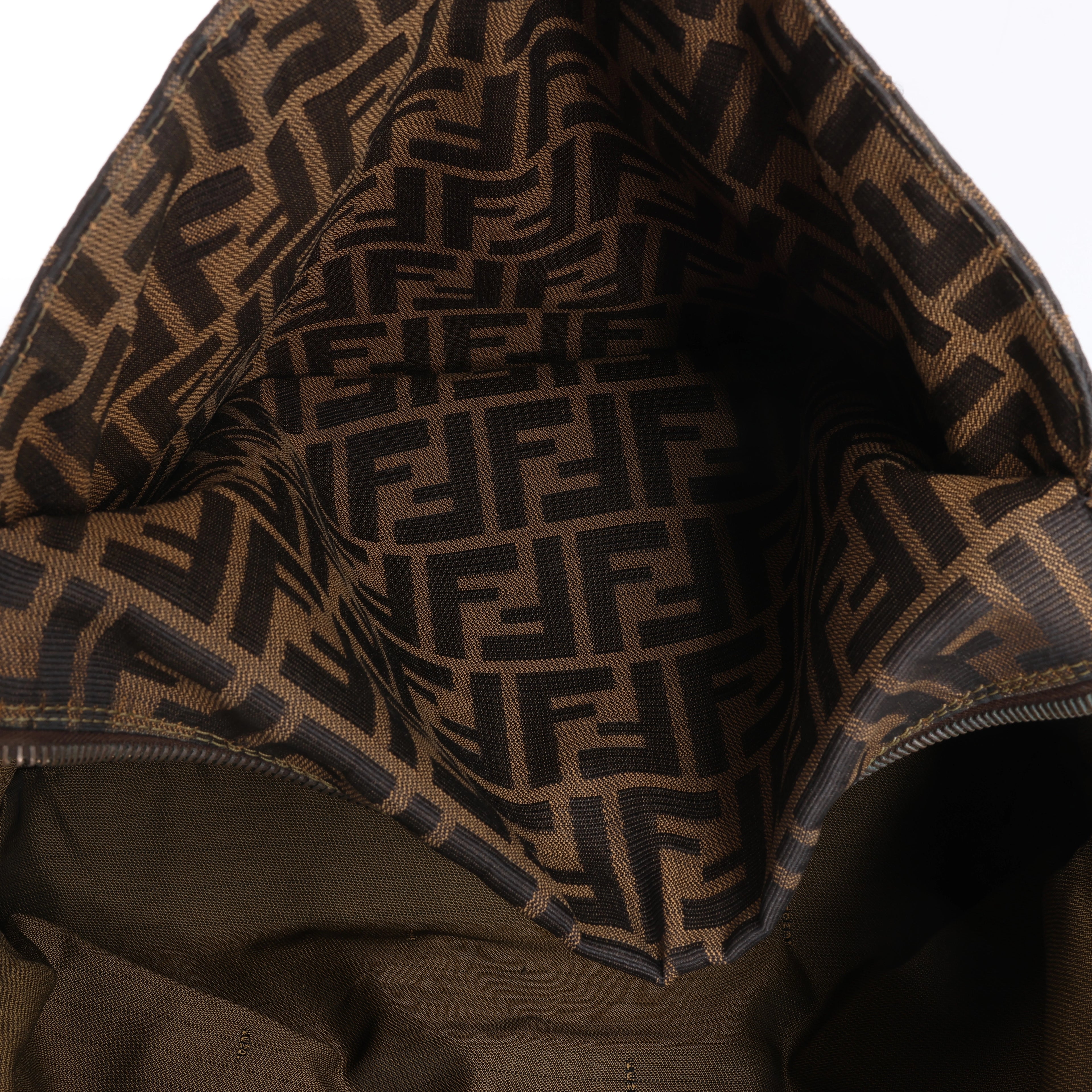 Fendi ZUCCa Canvas & Leather Shulder Bag in Brown