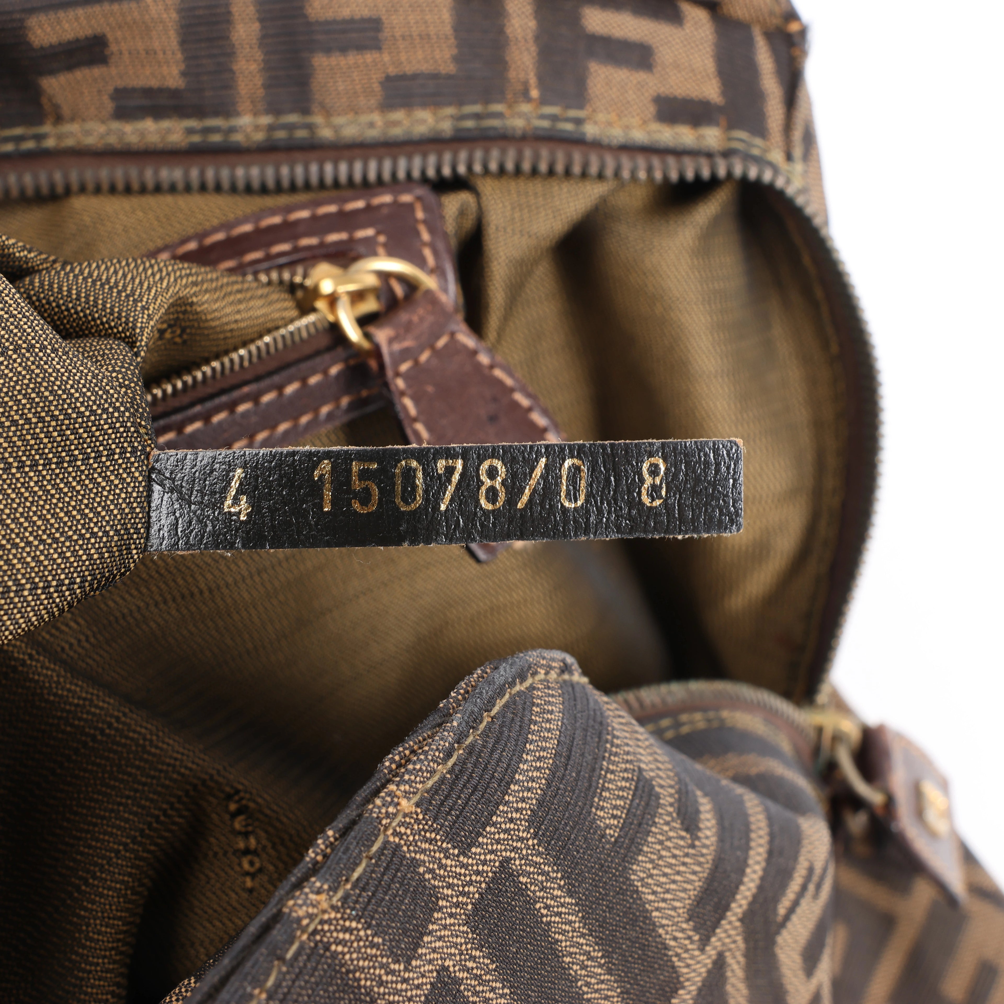 Fendi ZUCCa Canvas & Leather Shulder Bag in Brown