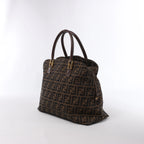 Fendi ZUCCa Canvas & Leather Shulder Bag in Brown