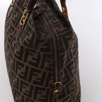 Fendi ZUCCa Canvas & Leather Shulder Bag in Brown