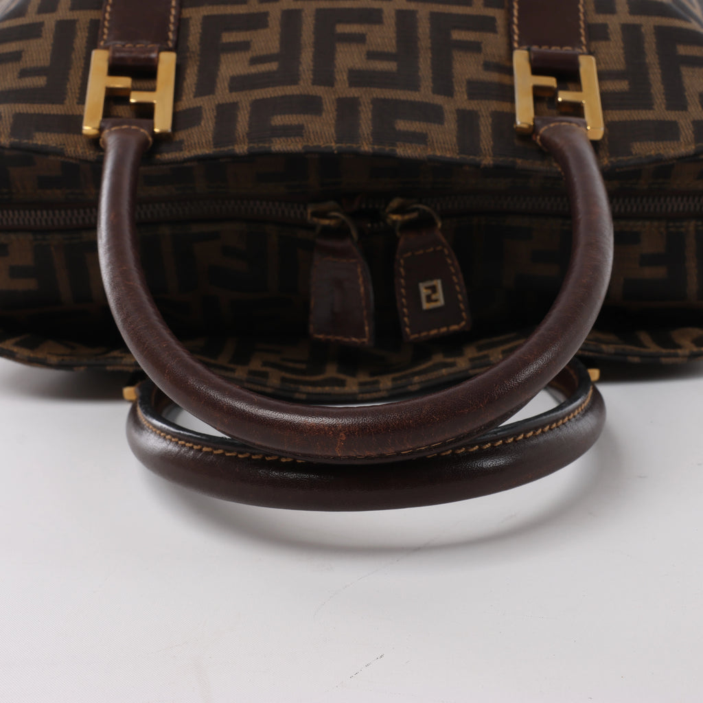 Fendi ZUCCa Canvas & Leather Shulder Bag in Brown