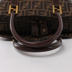 Fendi ZUCCa Canvas & Leather Shulder Bag in Brown