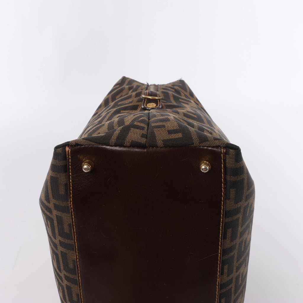 Fendi ZUCCa Canvas & Leather Shulder Bag in Brown