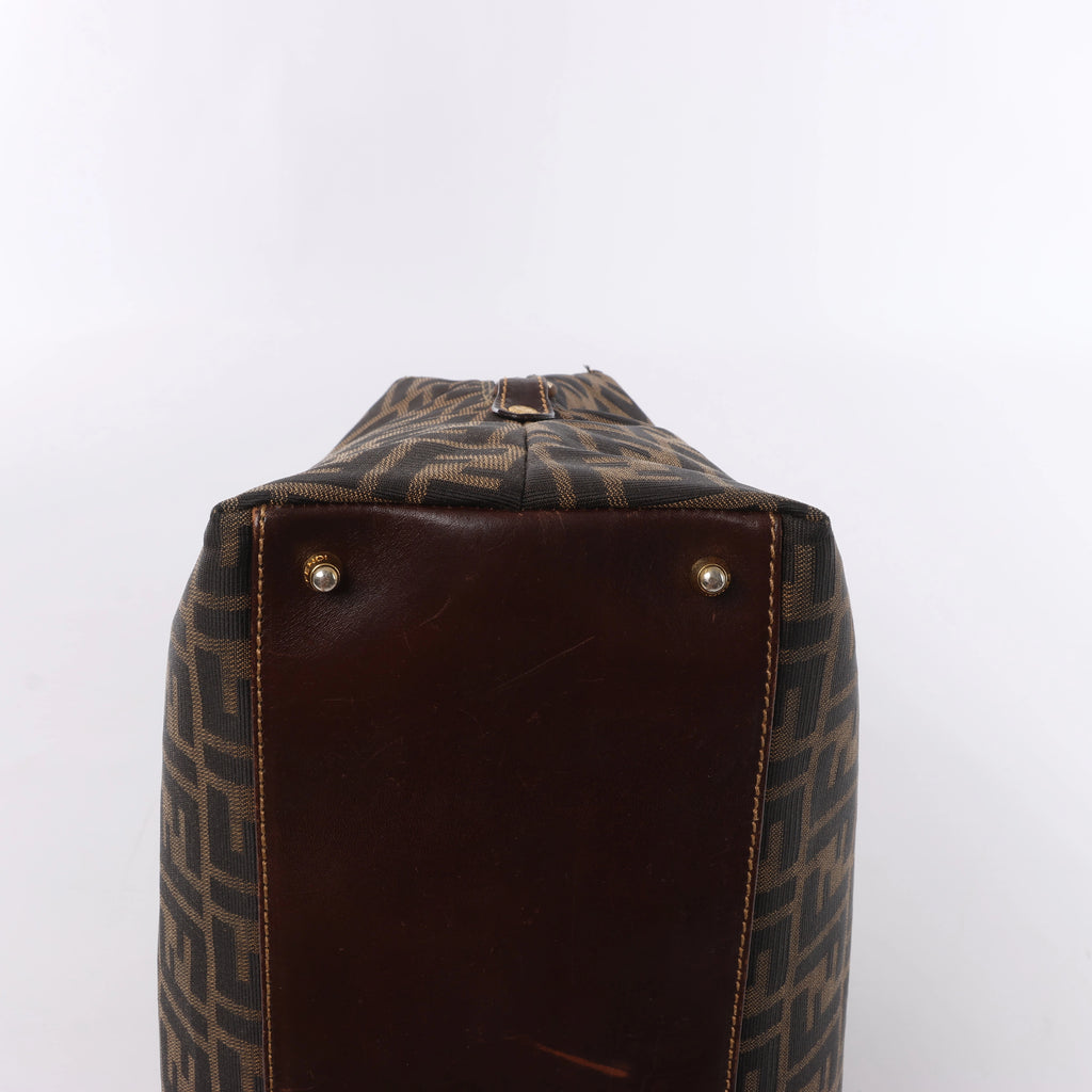 Fendi ZUCCa Canvas & Leather Shulder Bag in Brown