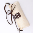 FENDI Baguette ZUCCa Canvas x Leather Shoulder bag in Beige 26685