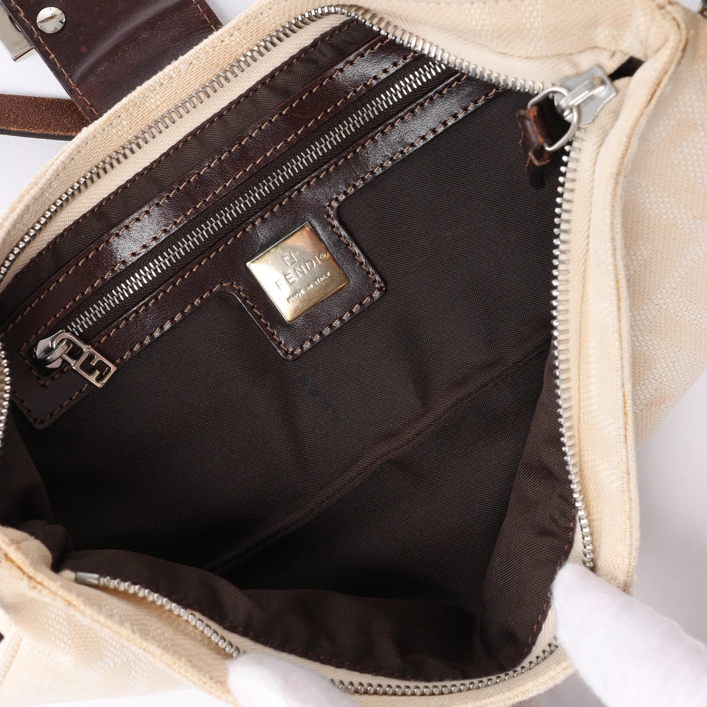 FENDI Baguette ZUCCa Canvas x Leather Shoulder bag in Beige 26685