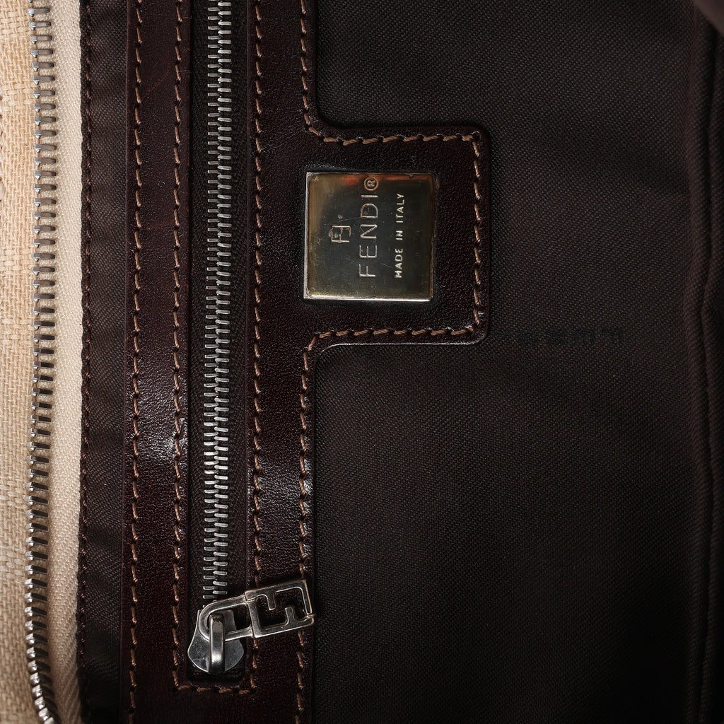 FENDI Baguette ZUCCa Canvas x Leather Shoulder bag in Beige 26685