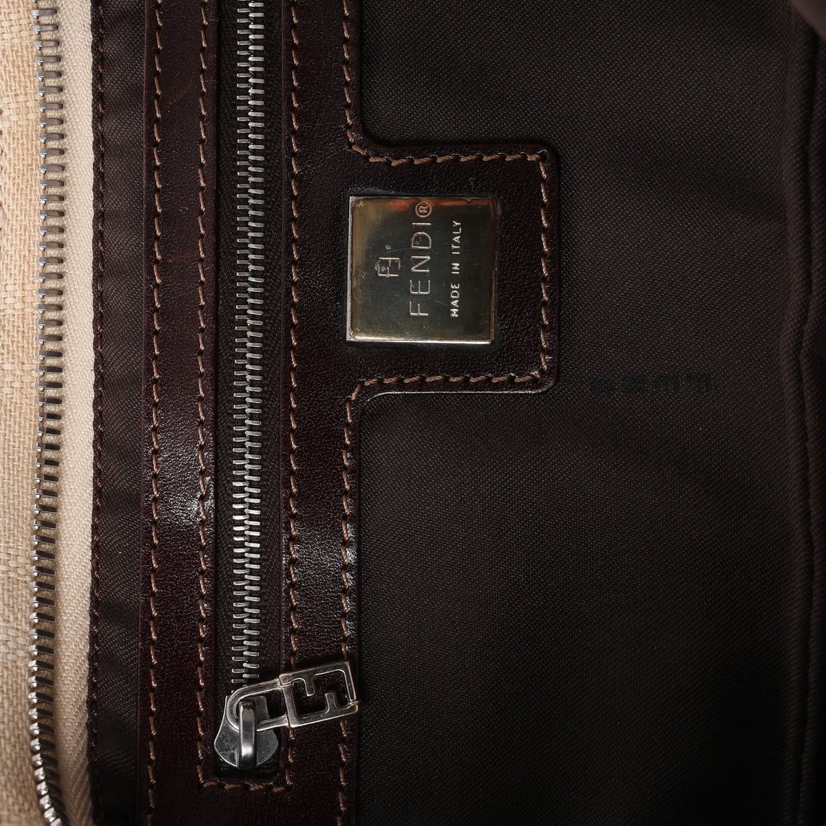 FENDI Baguette ZUCCa Canvas x Leather Shoulder bag in Beige 26685
