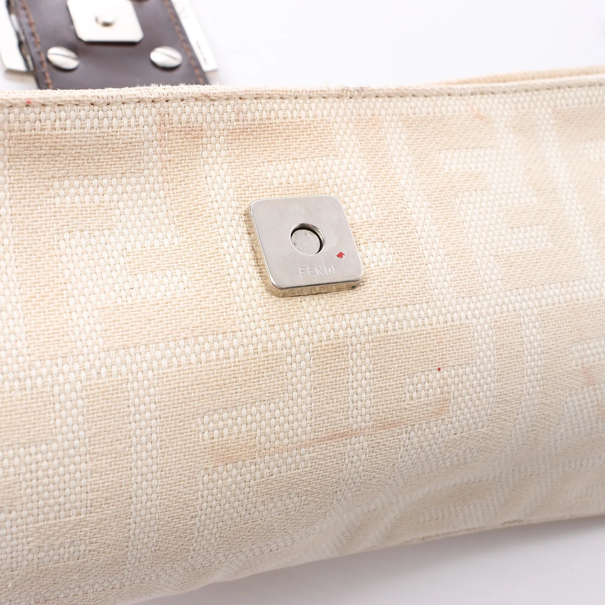 FENDI Baguette ZUCCa Canvas x Leather Shoulder bag in Beige 26685