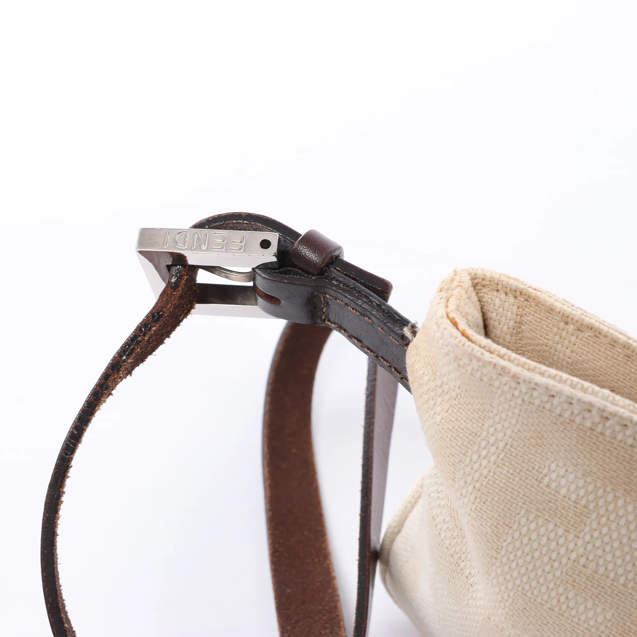 FENDI Baguette ZUCCa Canvas x Leather Shoulder bag in Beige 26685