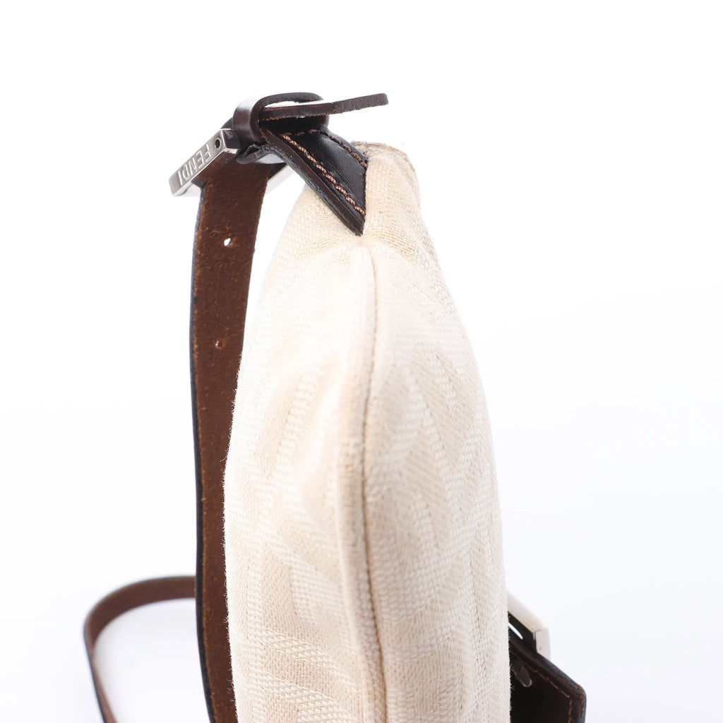 FENDI Baguette ZUCCa Canvas x Leather Shoulder bag in Beige 26685