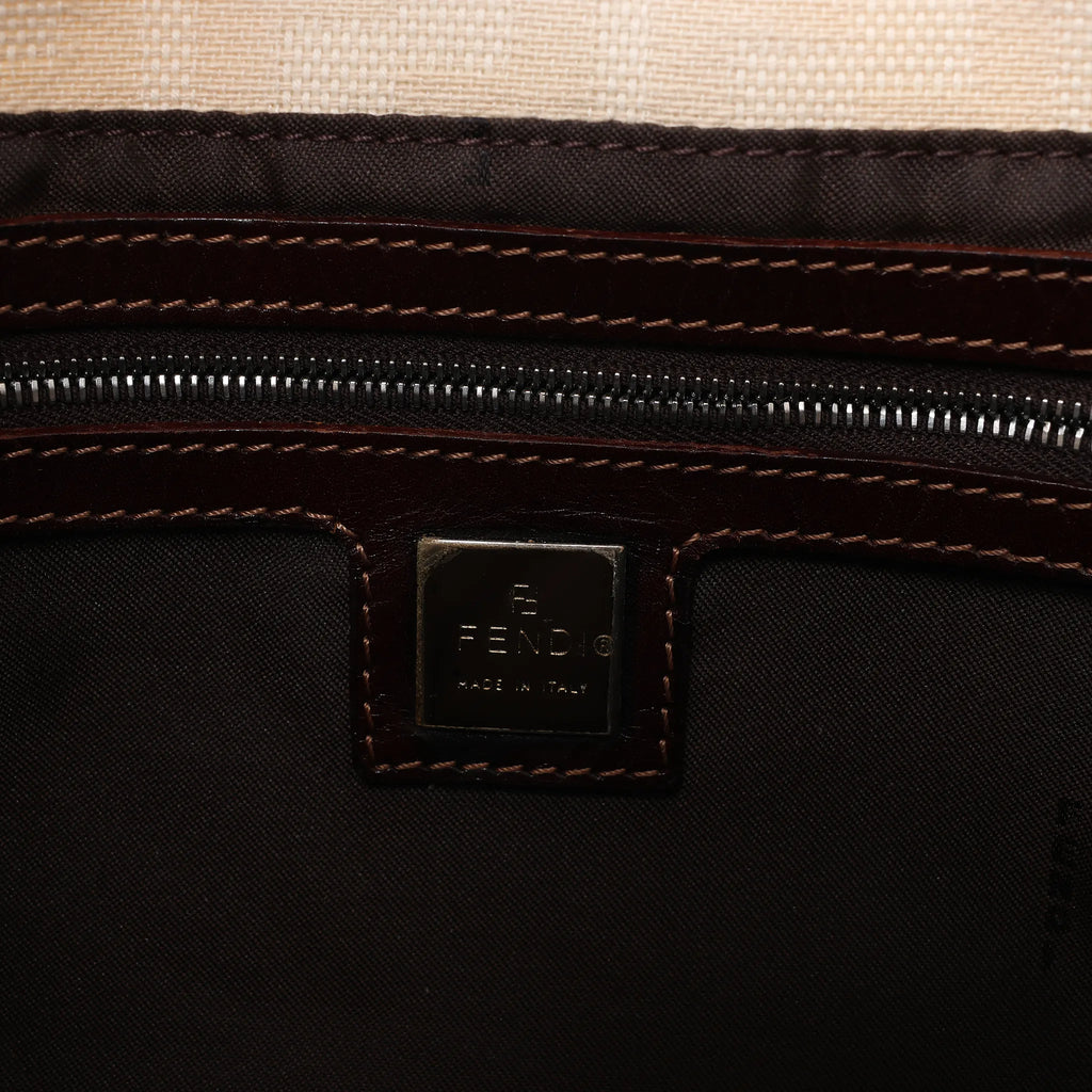 FENDI Mamma Baguette Canvas & Leather Shoulder bag in Beige