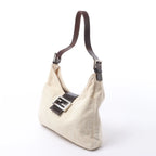 FENDI Mamma Baguette Canvas & Leather Shoulder bag in Beige