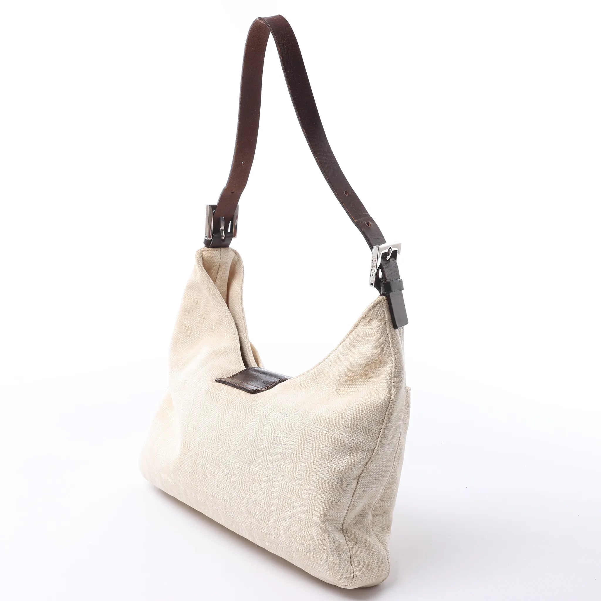 FENDI Mamma Baguette Canvas & Leather Shoulder bag in Beige