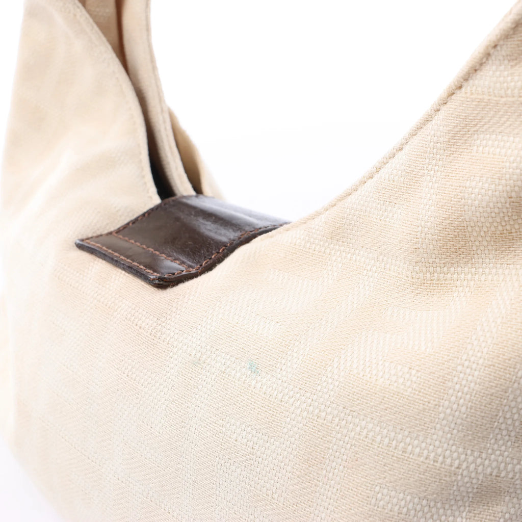 FENDI Mamma Baguette Canvas & Leather Shoulder bag in Beige
