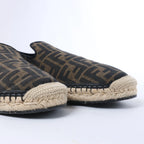 Fendi ZUCCa Leather x Fabric Espadrilles in Brown x Black 7P1359, Size EU 44