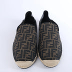 Fendi ZUCCa Leather x Fabric Espadrilles in Brown x Black 7P1359, Size EU 44