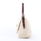 FENDI Mamma Baguette Zucchino Canvas & Leather Shoulder bag in Beige 26325