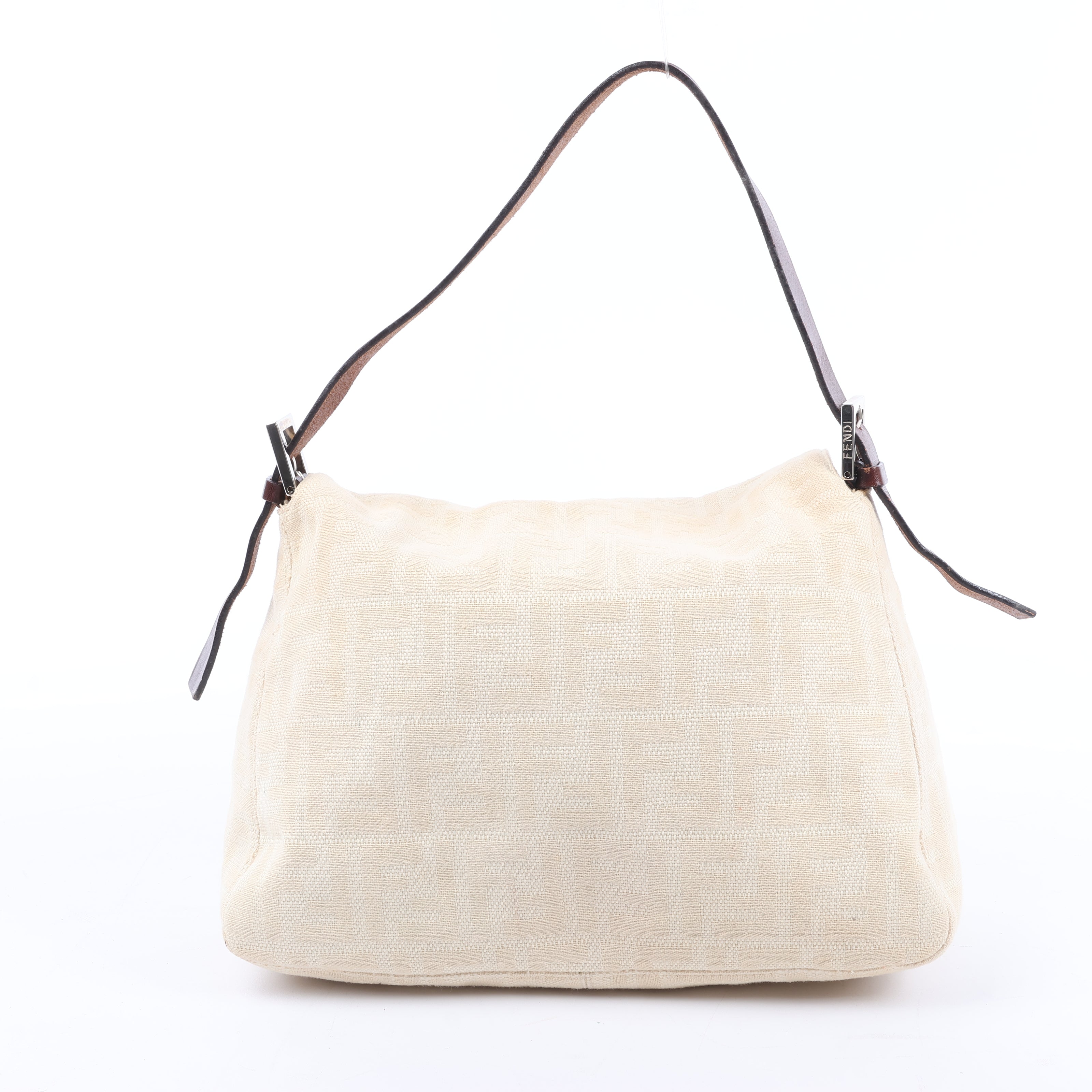 FENDI Mamma Baguette Zucchino Canvas & Leather Shoulder bag in Beige 26325