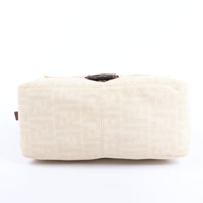 FENDI Mamma Baguette Zucchino Canvas & Leather Shoulder bag in Beige 26325
