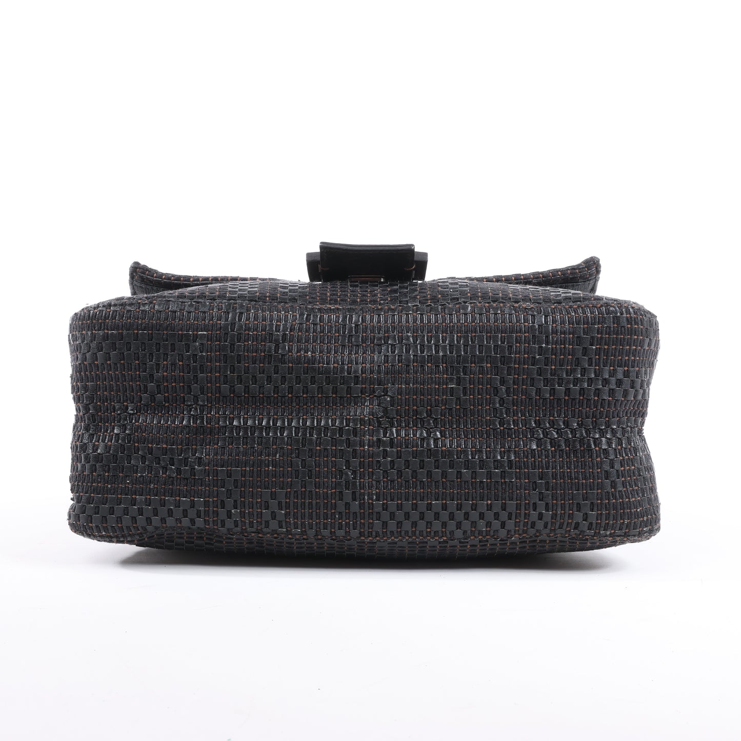 FENDI Zucchino Mamma Baguette Leather Shoulder bag in Black 8BR001