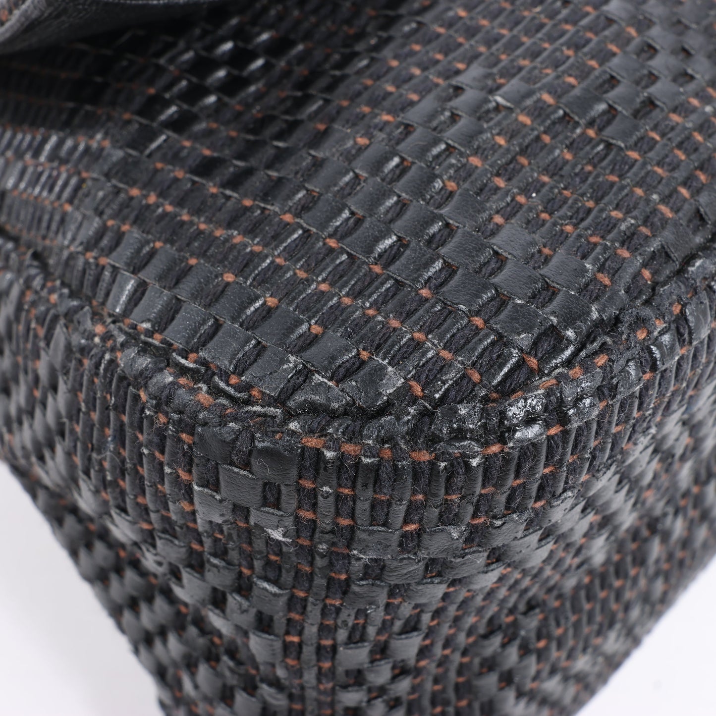 FENDI Zucchino Mamma Baguette Leather Shoulder bag in Black 8BR001