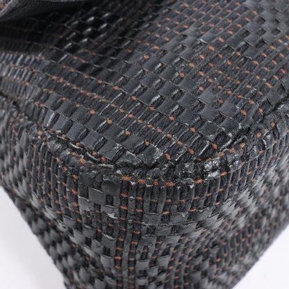 FENDI Zucchino Mamma Baguette Leather Shoulder bag in Black 8BR001