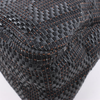 FENDI Zucchino Mamma Baguette Leather Shoulder bag in Black 8BR001