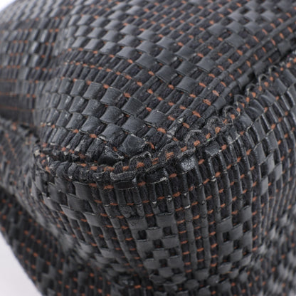 FENDI Zucchino Mamma Baguette Leather Shoulder bag in Black 8BR001