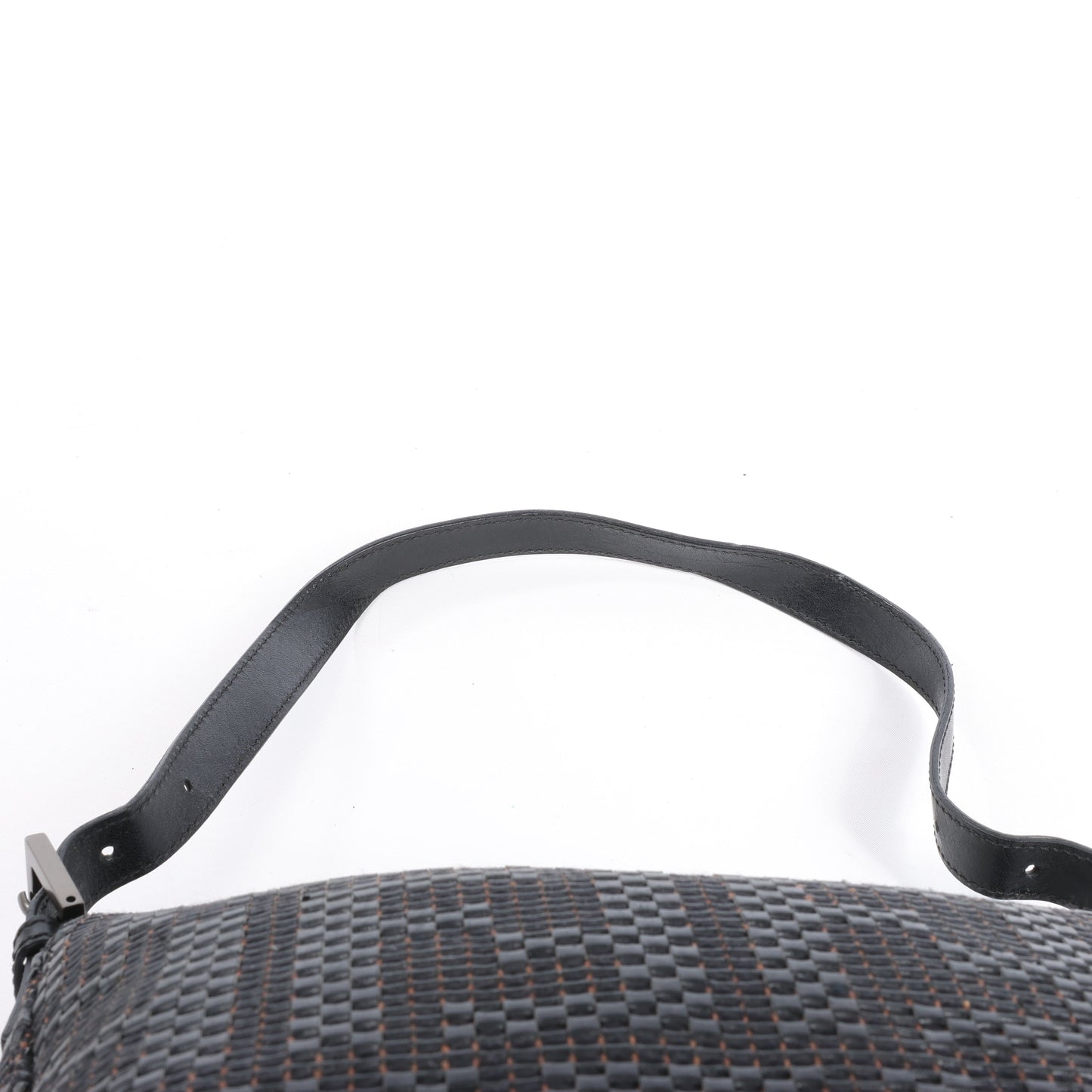 FENDI Zucchino Mamma Baguette Leather Shoulder bag in Black 8BR001