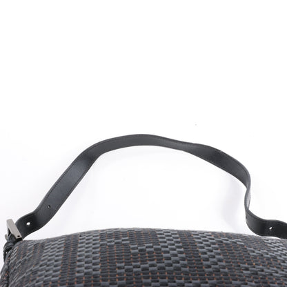 FENDI Zucchino Mamma Baguette Leather Shoulder bag in Black 8BR001