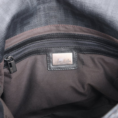 FENDI Zucchino Mamma Baguette Leather Shoulder bag in Black 8BR001