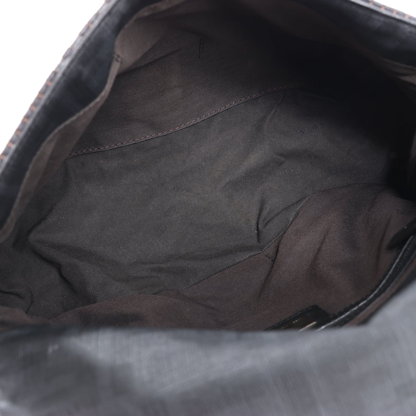 FENDI Zucchino Mamma Baguette Leather Shoulder bag in Black 8BR001