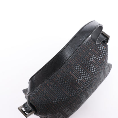 FENDI Zucchino Mamma Baguette Leather Shoulder bag in Black 8BR001