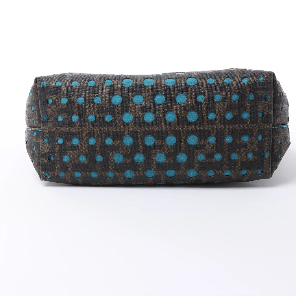 FENDI ZUCCa PVC Shoulder Bag in Brown x Blue 8BH223