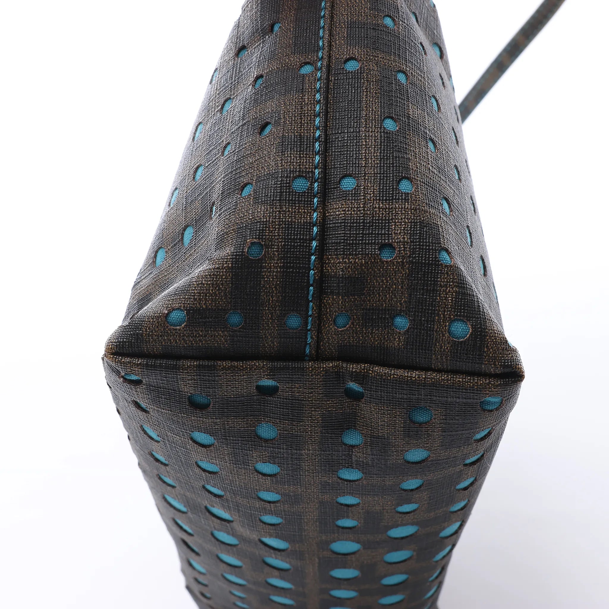 FENDI ZUCCa PVC Shoulder Bag in Brown x Blue 8BH223