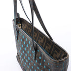FENDI ZUCCa PVC Shoulder Bag in Brown x Blue 8BH223