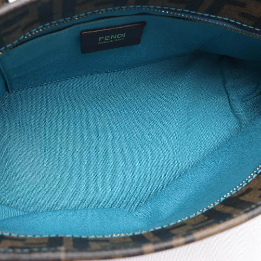 FENDI ZUCCa PVC Shoulder Bag in Brown x Blue 8BH223