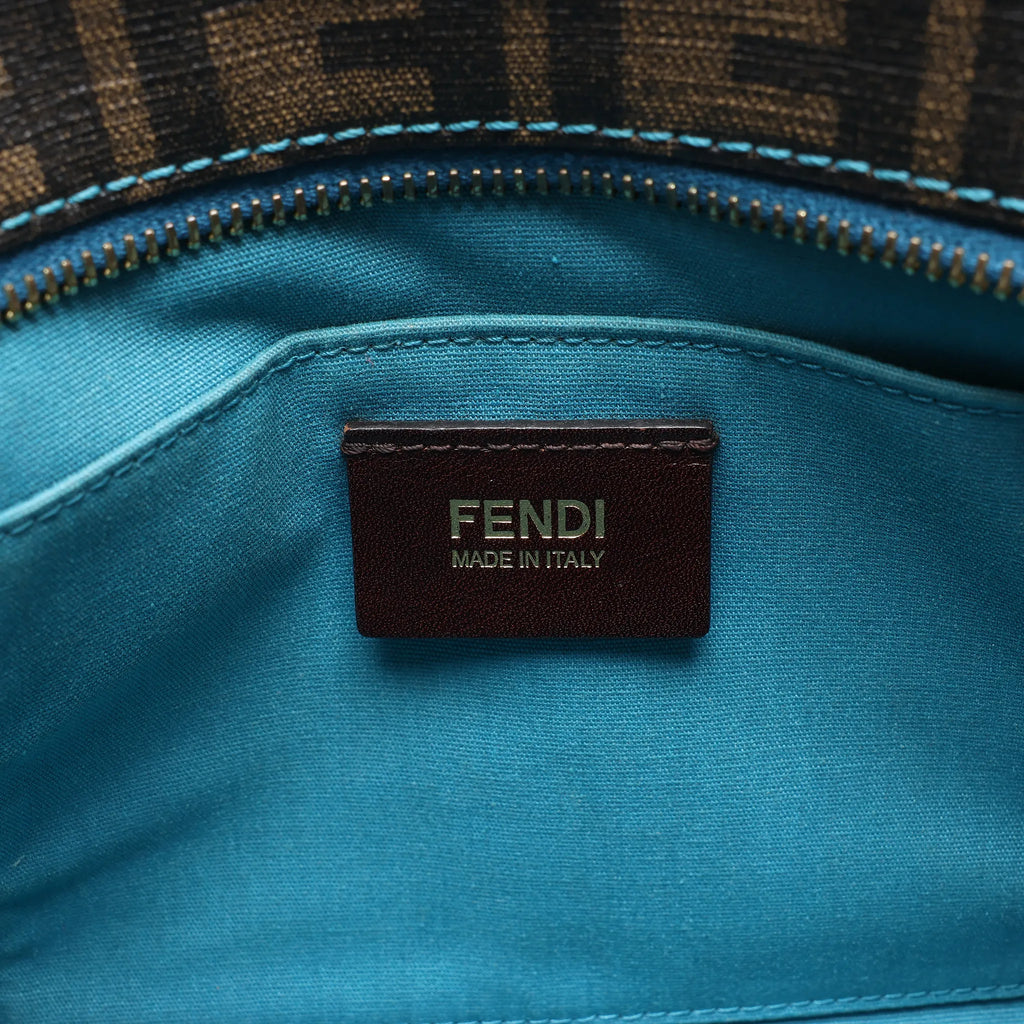 FENDI ZUCCa PVC Shoulder Bag in Brown x Blue 8BH223